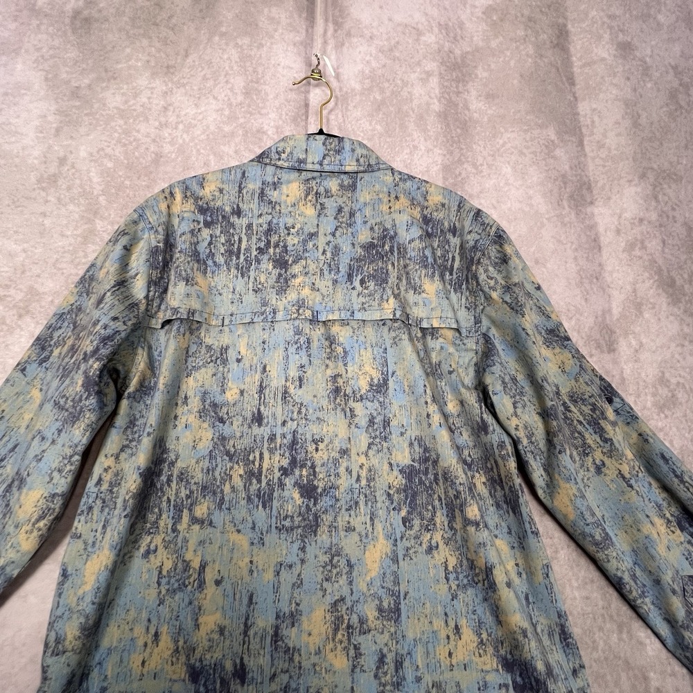 Reel Legends Performance Outfitters Men's Small L/S Blue/Green Camo Shirt - Picture 7 of 12